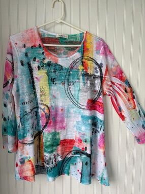 Jess & Jane (M) Multicolor Abstract Print Lightweight Top